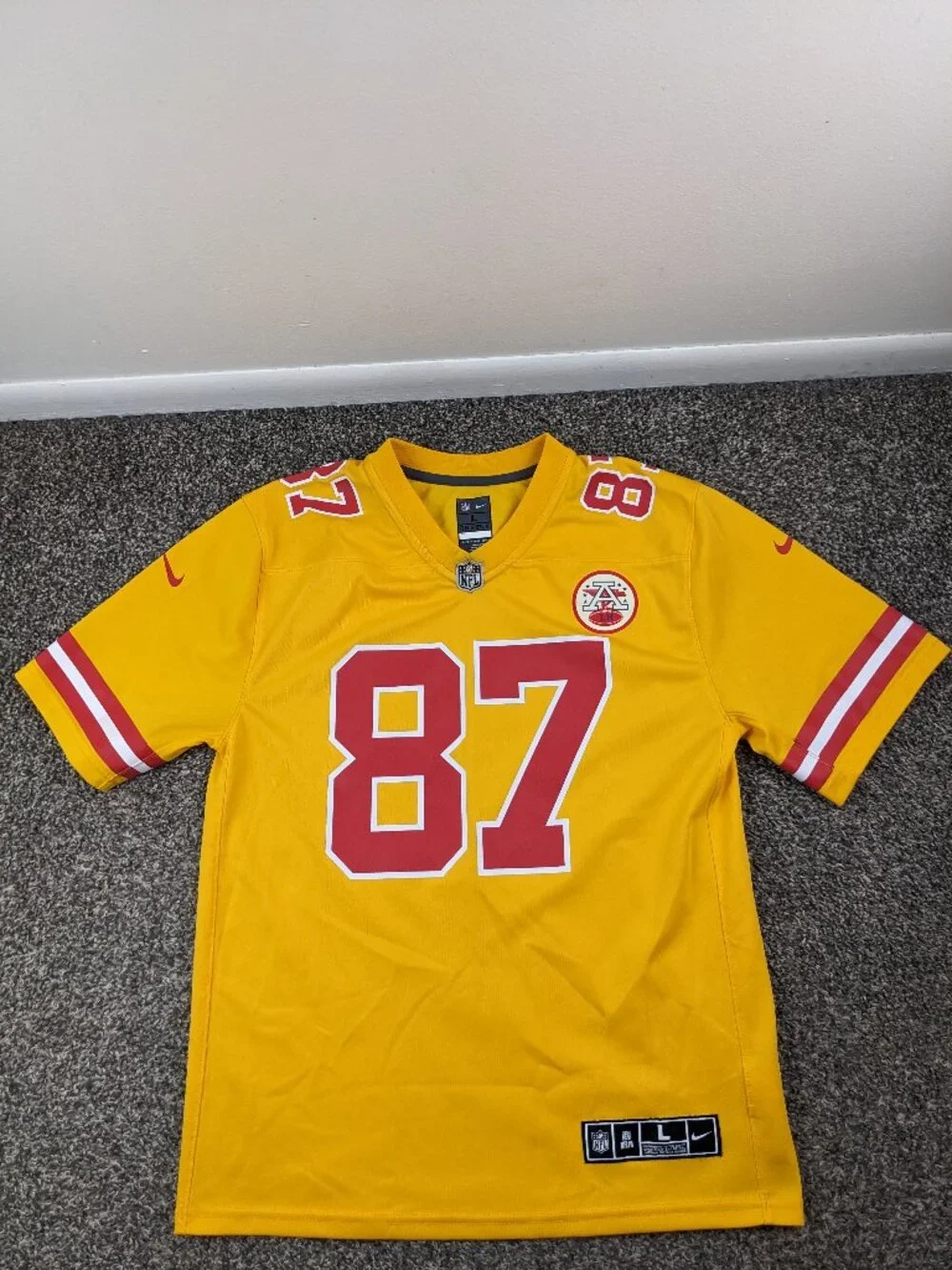 Travis Kelce Kansas City Chiefs Jersey Nike On Field Yellow Youth Boys Large